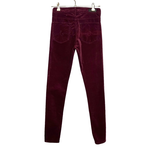 AG The Farrah High Rise Skinny Velvet Pants in Carmine. Size 26 - Picture 3 of 8